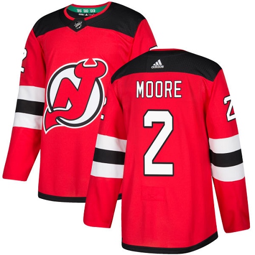 Adidas Men New Jersey Devils #2 John Moore Red Home Authentic Stitched NHL Jersey